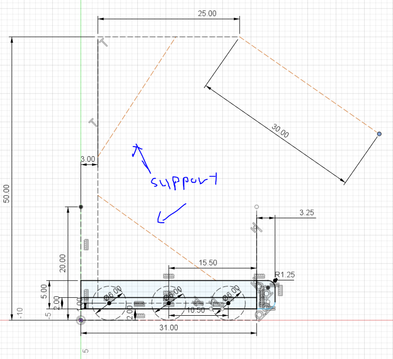 Crayola CAD of pneumatic arm on Day 1