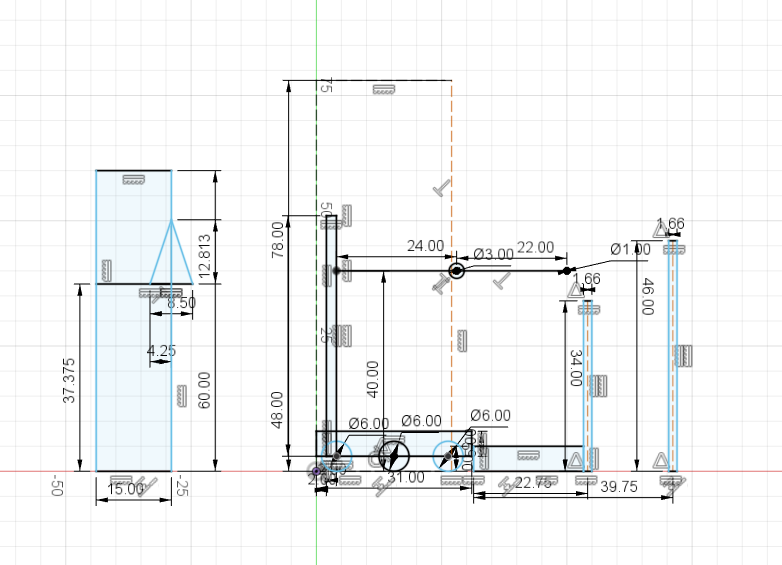 Crayola CAD of fixed point for arm on Day 1